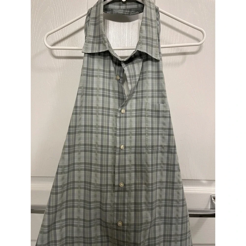 Kitchen Apron Repurposed Green Plaid Shirt Ladies OS for XS-XL